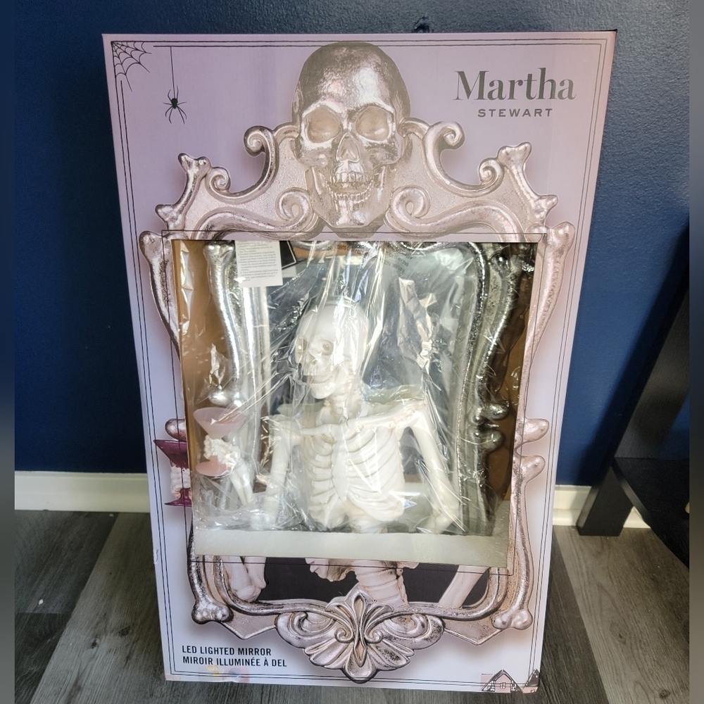 Martha Stewart Skeleton LED Mirror in White and Silver